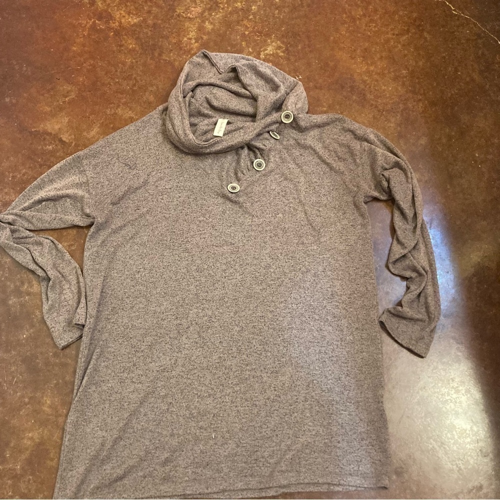 Ladies Vanilla Bay Brown Marbled Cowl Neck Shirt